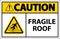 Caution Fragile Roof Sign On White Background