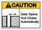 Caution Gate Opens and Closes Automatically Symbol Sign, Vector Illustration, Isolate On White Background Label. EPS10