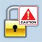 Caution Golden Lock vector Icon