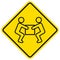 Caution, handling heavy loads, yellow background, eps.