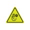 Caution: Hands are bacteria. be careful to wash your hands. stop coronavirus on yellow background. vector symbol