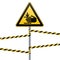 Caution, hands may be injured. Attention is dangerous. Warning sign safety. yellow triangle with black image. sign on