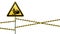 Caution, hands may be injured. Warning sign safety. Attention is dangerous. Yellow triangle with black image. Sign on