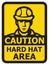 Caution hard hat area sign vector illustration