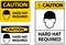 Caution Hard Hat Required Sign On White Background