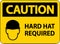 Caution Hard Hat Required Sign On White Background