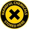 Caution Harmful Chemicals Stored Here Sign On White Background