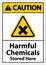 Caution Harmful Chemicals Stored Here Sign On White Background