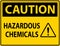 Caution Hazardous Chemicals Sign On White Background