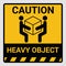 Caution heavy object two persons lift required symbol. Vector illustration of weight warning or beware sign cardboard isolated on