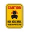 Caution high noise area - yellow sign