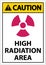 Caution High Radiation Area Sign on white background