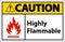 Caution Highly Flammable Sign On White Background