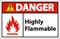 Caution Highly Flammable Sign On White Background