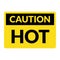 Caution hot warning surface icon. Hot danger sign vector heat symbol