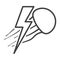 Caution jellyfish icon. A simple line drawing of a marine jellyfish and a lightning bolt warning of danger. Vector over