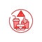Caution junk food color line icon. Cause diseases gastric tract.