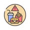 Caution junk food color line icon. Cause diseases gastric tract. Sign for web page, mobile app, button, logo. Vector isolated