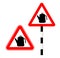 Caution kettle on the road. Silhouette logo sign. Vector illustration. Humor. Kettle road sign in red triangle