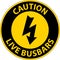 Caution Live Busbars Sign On White Background