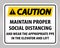 Caution Maintain Proper Social Distancing Sign Isolate On White Background,Vector Illustration EPS.10