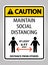 Caution Maintain Social Distancing At Least 6 Ft Sign On White Background,Vector Illustration EPS.10