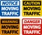 Caution Moving Traffic Sign On White Background