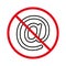 Caution No Allowed E-mail Spamming. Prohibited At Sign. Ban Email Spam Black Line Icon. Mail Address Red Stop Outline