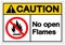 Caution No Open Flames Symbol Sign ,Vector Illustration, Isolate On White Background Label. EPS10