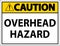 Caution Overhead Hazard Sign On White Background