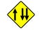 Caution overtaking lane sign