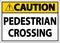 Caution Pedestrian Crossing Sign On White Background