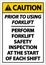 Caution Perform Safety Inspection Sign On White Background