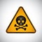 Caution poison hazard sign. Black orange warning poison hazard sign on white background. Information security danger vector symbol