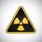 Caution radiation hazard sign. Black yellow carbon warning radiation hazard sign on white background. Design protection icon,