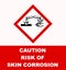 Caution, risk of skin corrosion. Warning sign.