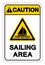 Caution Sailing Area Symbol Sign, Vector Illustration, Isolate On White Background Label. EPS10