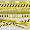 Caution security tape. Vector 3d realistic illustration of protective danger line. Reconstruction or maintenance barrier