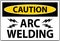 Caution Sign Arc Welding On White Background