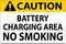 Caution Sign Battery Charging Area, No Smoking