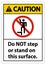 Caution sign do not step or stand on this surface