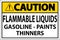 Caution Sign Flammable Liquids, Gasoline, Paints, Thinners