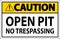 Caution Sign Open Pit - No Trespassing