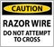 Caution Sign Razor Wire, Do Not Attempt To Cross