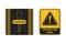 Caution sign set with black and yellow warning. Restricted area, caution sign with yellow and black color. Caution sign for police