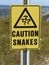 Caution Sign Snakes at Mobile Ferry