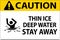Caution Sign Thin Ice Deep Water, Stay Away