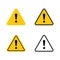 Caution sign triangle exclamation hazard warn icon. Yellow caution sign hazard alert.