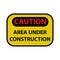 Caution signs Area under construction. Symbols of danger and warning signs.
