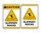 Caution Slippery Rocks Sign In Vector, Beach Safety Sign To Guide Visitor, Easy To Use And Print Design Templates.